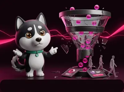 Husky 聳肩看著破裂的轉換漏斗，訪客如幻影離開，象徵有流量無成交
