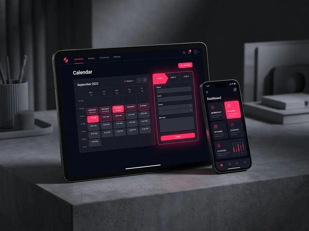 預約系統平板與手機 UI mockup